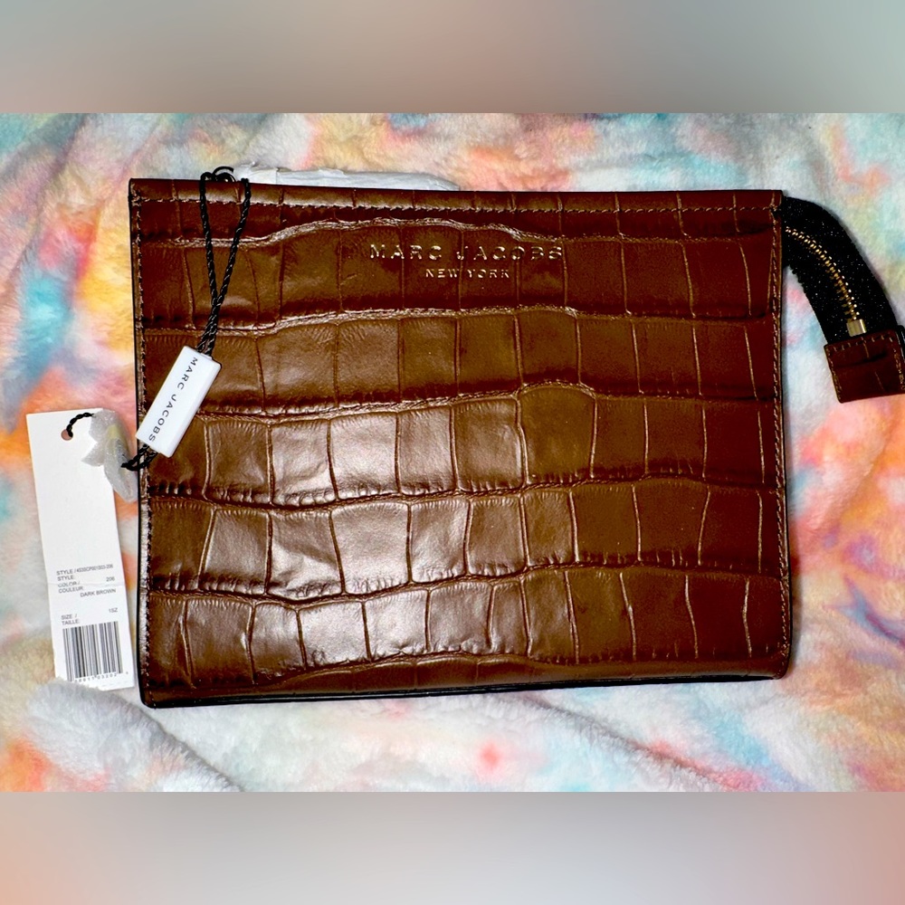 Marc Jacob’s Croc Embossed Brown Wristlet/Case